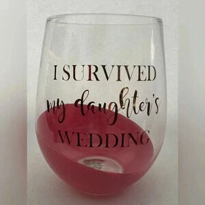 Charming Charlie | “I survived my daughters wedding” wine glass